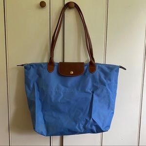 Longchamp Le Pliage Large Blue Tote Bag